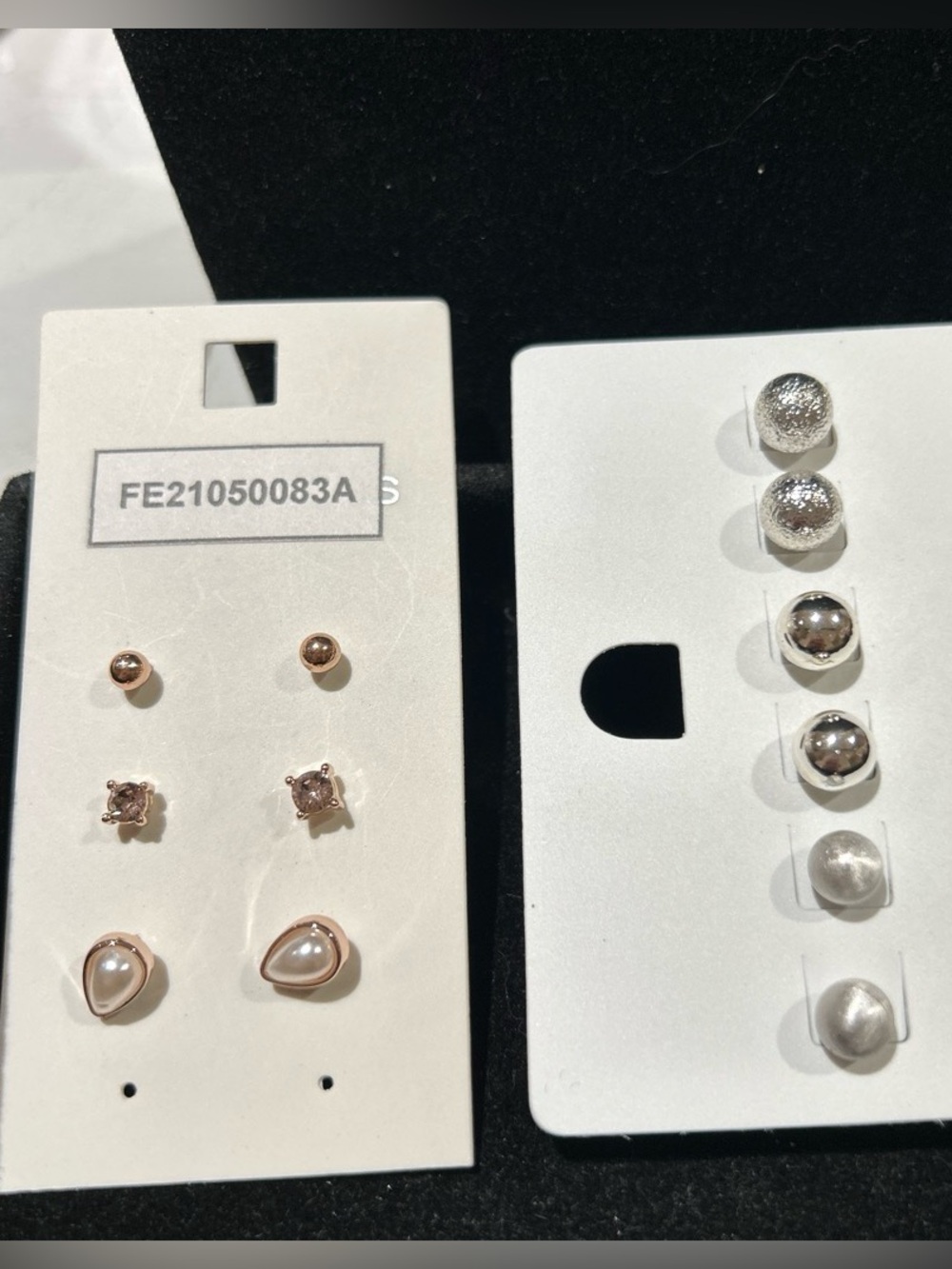 Classic Rose Gold and Silver color Earring Set - 6 Pairs